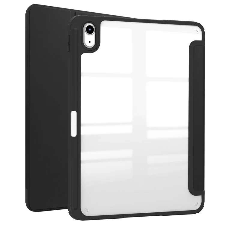 For iPad (2025) / 10.9 (2022) Case Clear Acrylic Leather Tablet Cover Support Auto Sleep / Wake - Black-Cellmalls