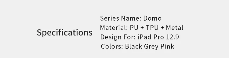 DUX DUCIS DOMO Series Tri-fold Stand Folio Smart Cloth Texture PU Leather Case with Pencil Holder for iPad Pro 12.9 (2017) - Black-Cellmalls