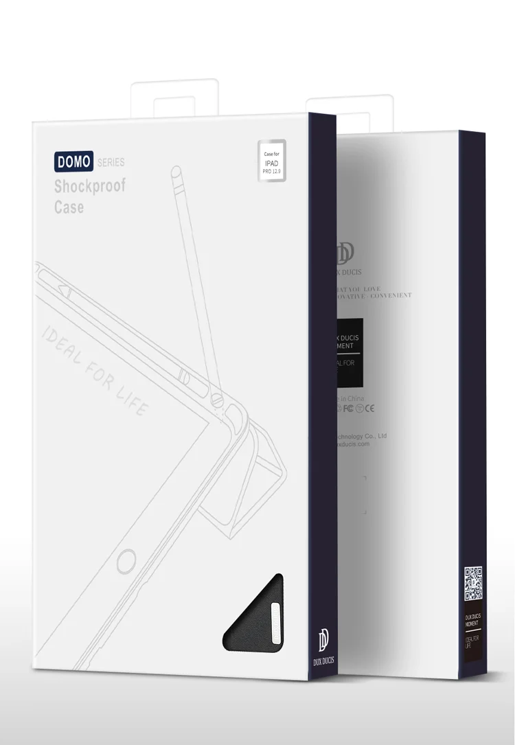 DUX DUCIS DOMO Series Tri-fold Stand Folio Smart Cloth Texture PU Leather Case with Pencil Holder for iPad Pro 12.9 (2017) - Black-Cellmalls