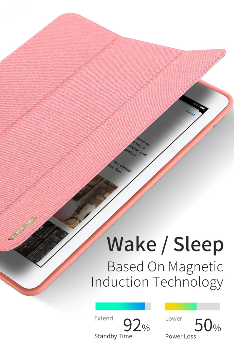 DUX DUCIS DOMO Series Tri-fold Stand Folio Smart Cloth Texture PU Leather Case with Pencil Holder for iPad Pro 12.9 (2017) - Black-Cellmalls