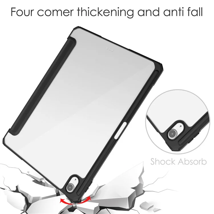 For iPad Air 11 (2025) / (2024) Case Clear Acrylic Leather Tablet Cover Support Auto Sleep  /  Wake - Black-Cellmalls