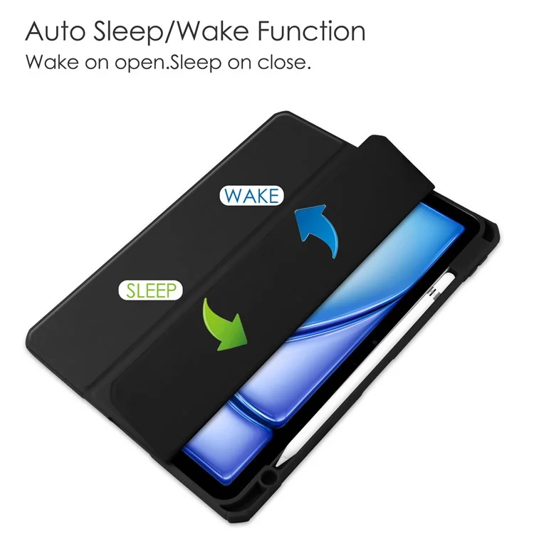 For iPad Air 11 (2025) / (2024) Case Clear Acrylic Leather Tablet Cover Support Auto Sleep  /  Wake - Black-Cellmalls