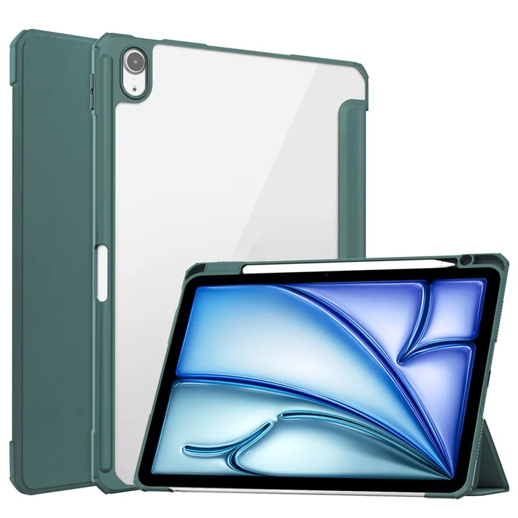 For iPad Air 11 (2025) / (2024) Case Clear Acrylic Leather Tablet Cover Support Auto Sleep  /  Wake - Black-Cellmalls
