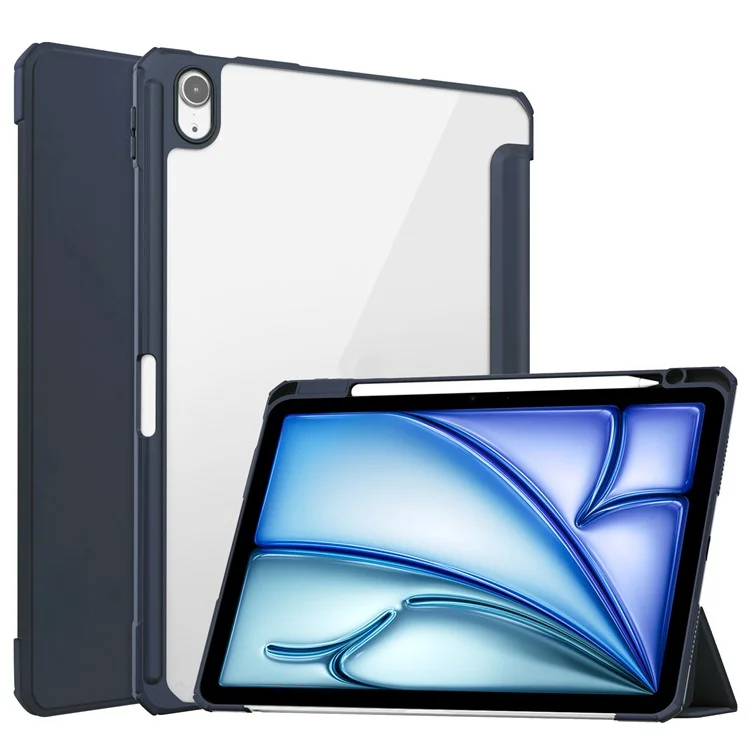 For iPad Air 11 (2025) / (2024) Case Clear Acrylic Leather Tablet Cover Support Auto Sleep  /  Wake - Black-Cellmalls