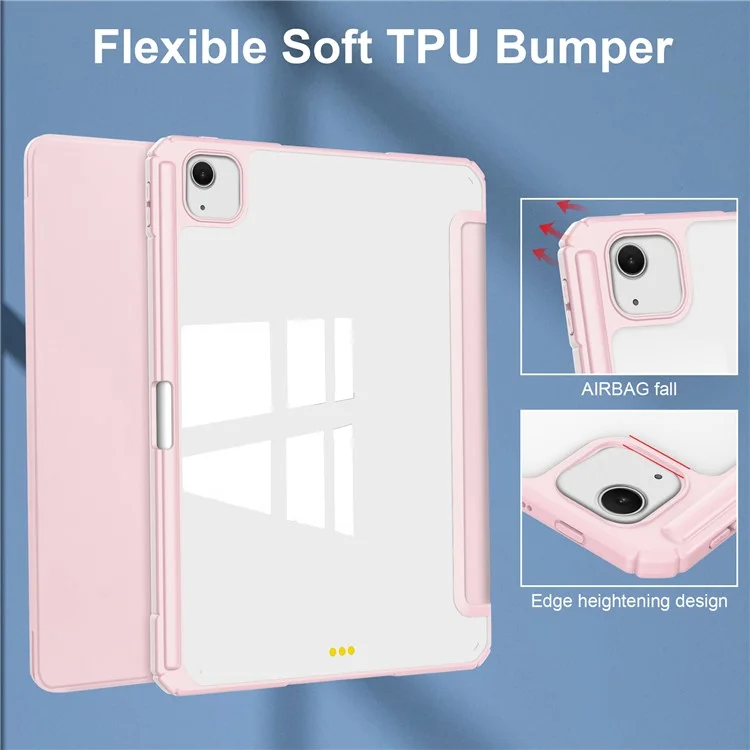 For iPad Air 13 (2025) / (2024) Case Clear Acrylic Leather Tablet Cover Support Auto Sleep / Wake - Pink-Cellmalls