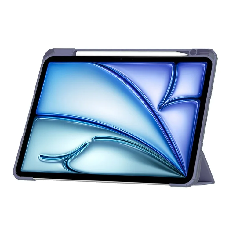 For iPad Air 13 (2025) / (2024) Case Clear Acrylic Leather Tablet Cover Support Auto Sleep / Wake - Pink-Cellmalls