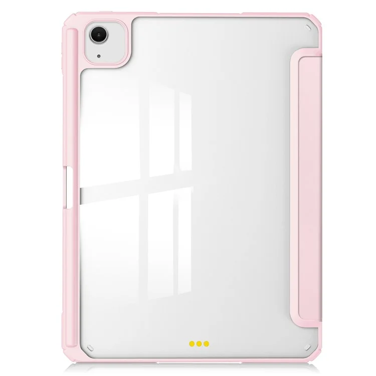 For iPad Air 13 (2025) / (2024) Case Clear Acrylic Leather Tablet Cover Support Auto Sleep / Wake - Pink-Cellmalls