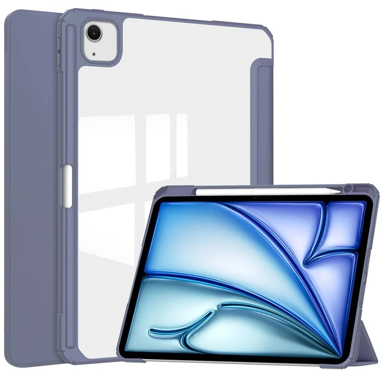 For iPad Air 13 (2025) / (2024) Case Clear Acrylic Leather Tablet Cover Support Auto Sleep / Wake - Pink-Cellmalls