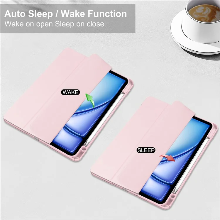 For iPad Air 13 (2025) / (2024) Case Clear Acrylic Leather Tablet Cover Support Auto Sleep / Wake - Pink-Cellmalls