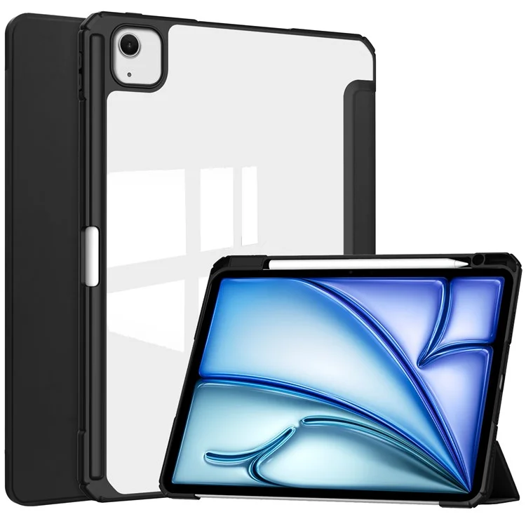 For iPad Air 13 (2025) / (2024) Case Clear Acrylic Leather Tablet Cover Support Auto Sleep / Wake - Pink-Cellmalls