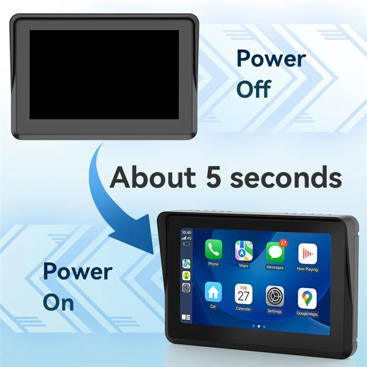 W512A 5 inch IPS Touch Screen 2.4G / 5G WiFi Motorcycle Navigation Screen with Wireless Carplay Android Auto-Cellmalls