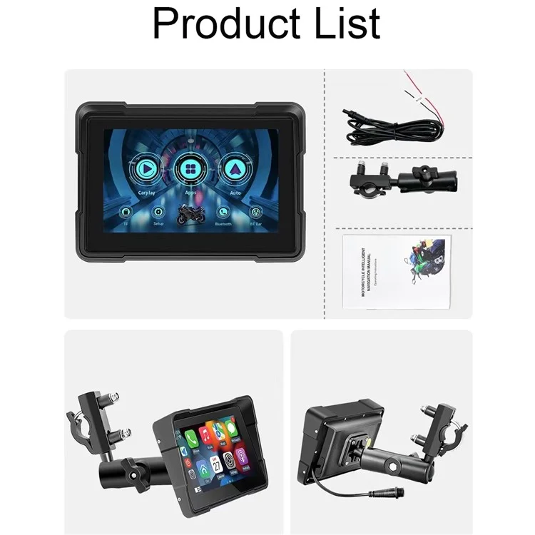 W512A 5 inch IPS Touch Screen 2.4G / 5G WiFi Motorcycle Navigation Screen with Wireless Carplay Android Auto-Cellmalls