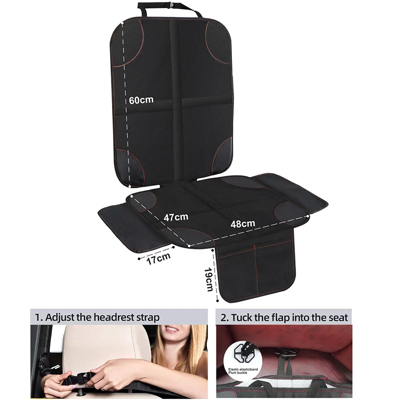 JF11 Non-slip Car Seat Cushion Protector 600D Oxford Cloth Cover Mat with Storage Pockets - Red Line-Cellmalls