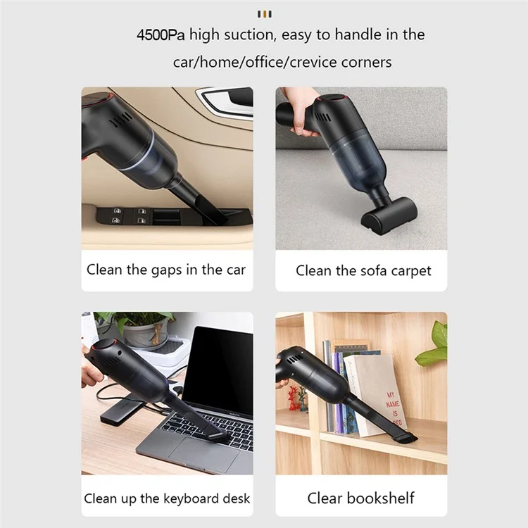 SUITU ST-8000 Dust Collect Cleaning Tool Handheld Cordless Wet and Dry 4500Pa Powerful Suction Vacuum Cleaner - White-Cellmalls