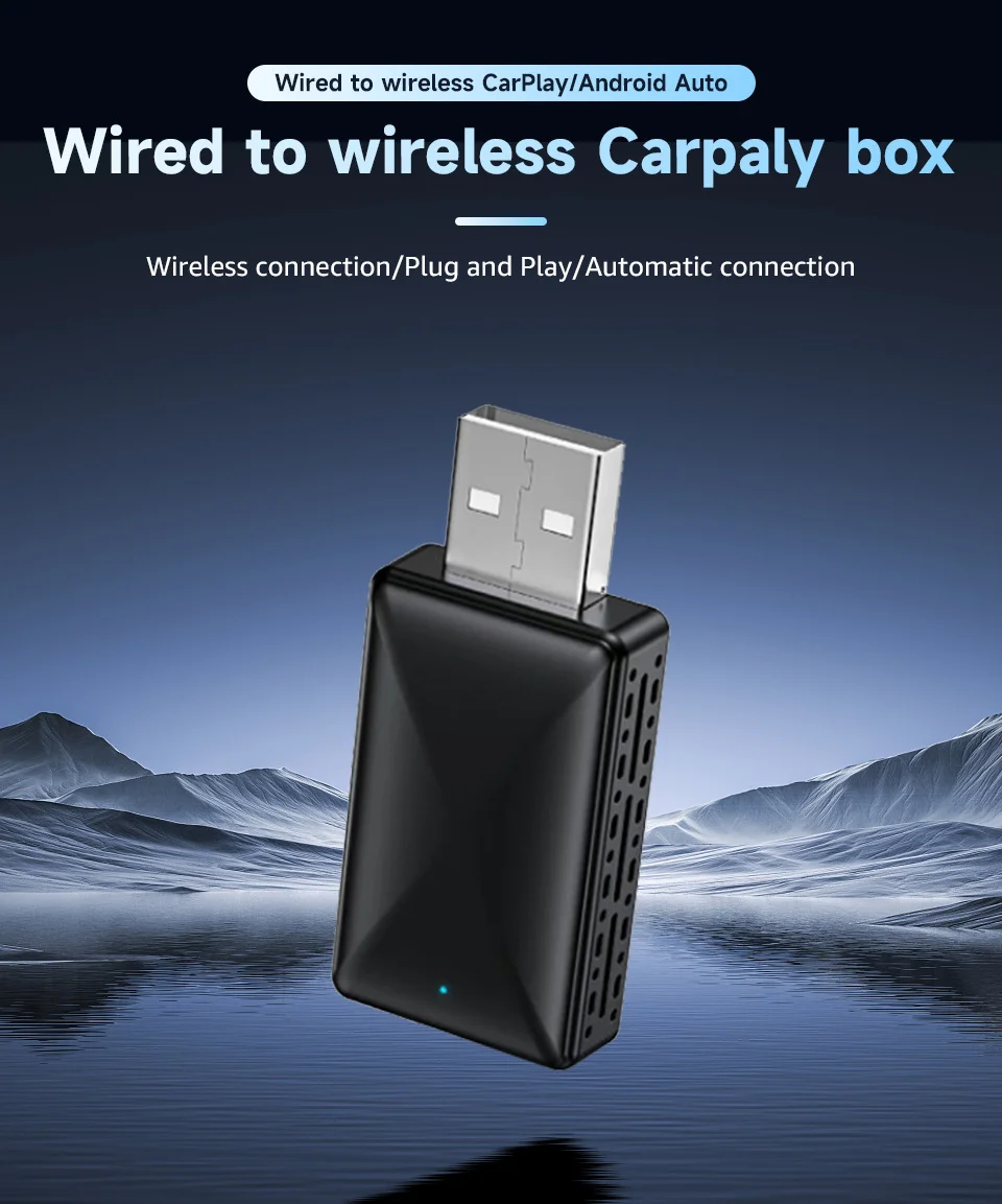 2-in-1 Carplay Android Auto USB Adapter OTA Upgrade Plug and Play Wired to Wireless Dongle Box-Cellmalls
