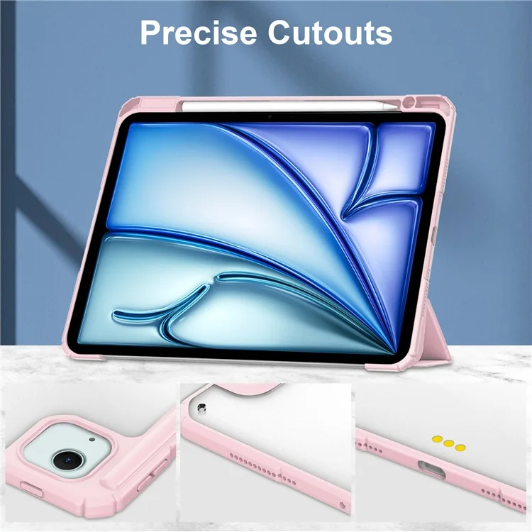 For iPad Air 13 (2025) / (2024) Case Clear Acrylic Leather Tablet Cover Support Auto Sleep / Wake - Pink-Cellmalls