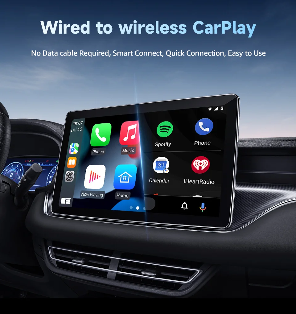 2-in-1 Carplay Android Auto USB Adapter OTA Upgrade Plug and Play Wired to Wireless Dongle Box-Cellmalls