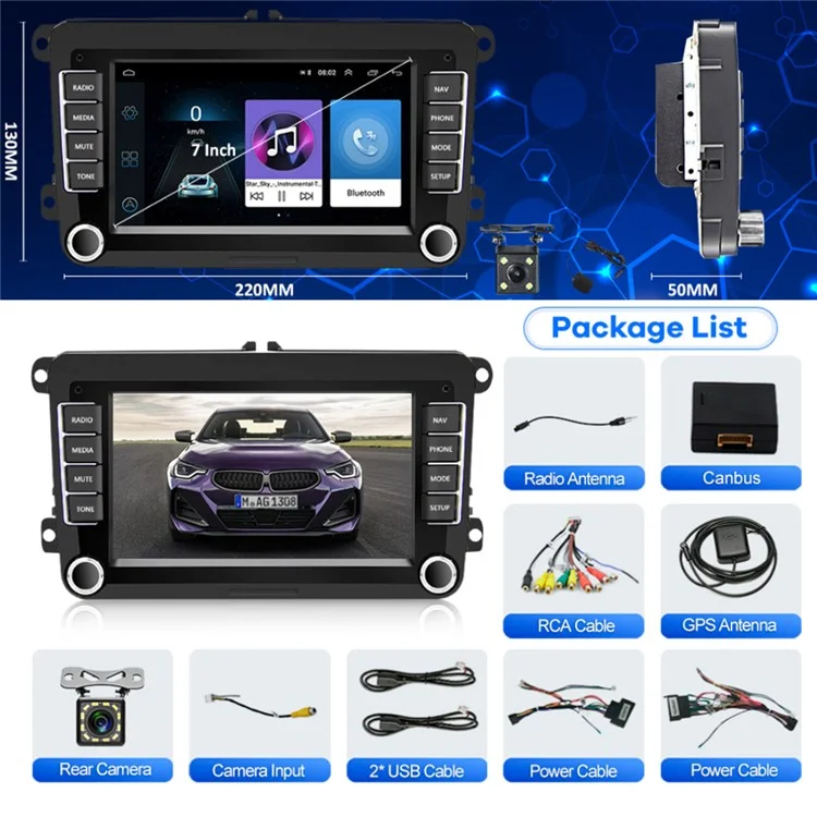 RH5013C 7 Inch Touch Screen Android 13 Car Stereo Radio Android Auto CarPlay Multimedia Player, 2+32GB-Cellmalls
