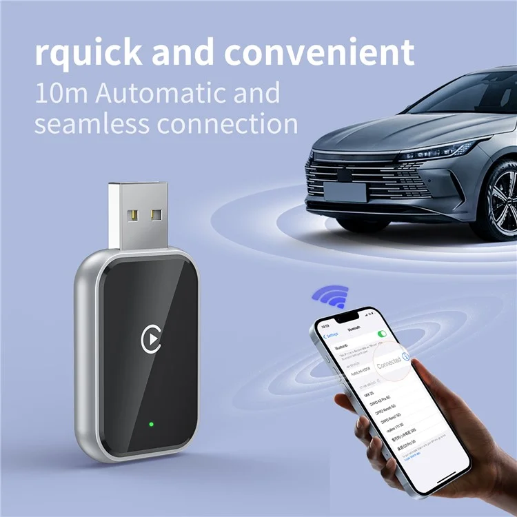 348 Wireless CarPlay Adapter for iPhone Convert Wired to Wireless Compatible with Built-in CarPlay Cars - White-Cellmalls