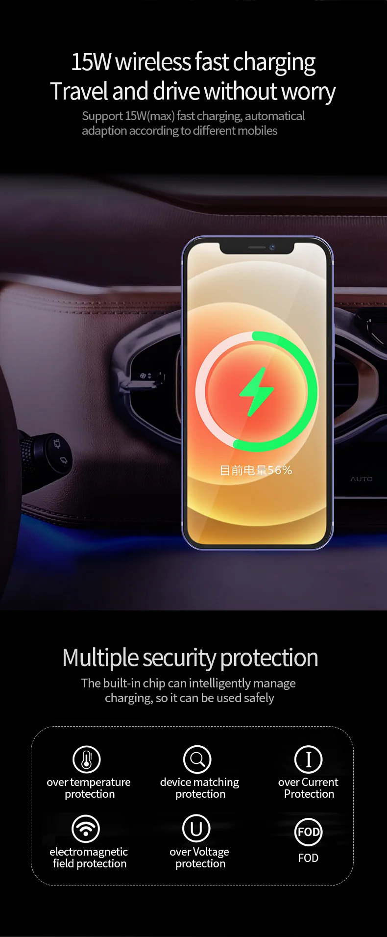 X16 Magnetic Car Charger 15W Fast Charging Air Vent Mount Magnetic Car Charger Compatible with MagSafe - Black-Cellmalls