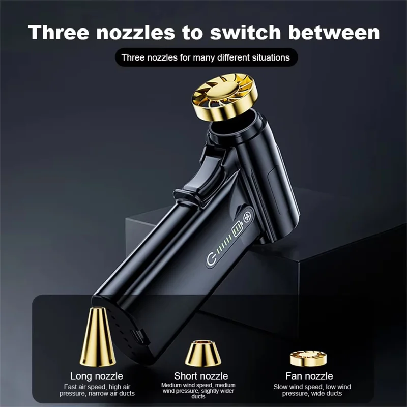 ST-8109 Portable Handheld Wireless Blower 3 Gears Adjustable High Power Car Home Dust Cleaner - Black-Cellmalls