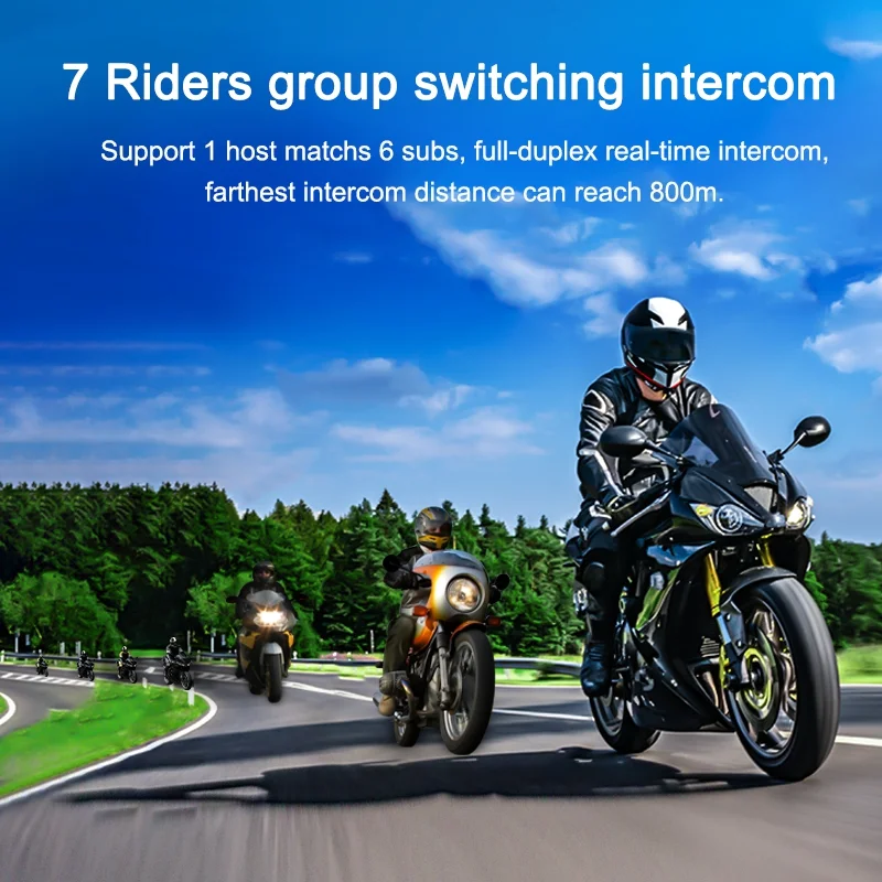 EJEAS Q7 800m Motorcycle Helmet Bluetooth-Compatible Intercom CVC Noise Canceling 7-Rider Walkie and Talkie-Cellmalls