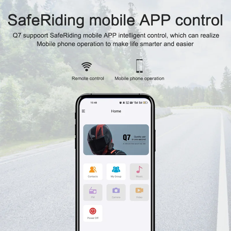 EJEAS Q7 800m Motorcycle Helmet Bluetooth-Compatible Intercom CVC Noise Canceling 7-Rider Walkie and Talkie-Cellmalls
