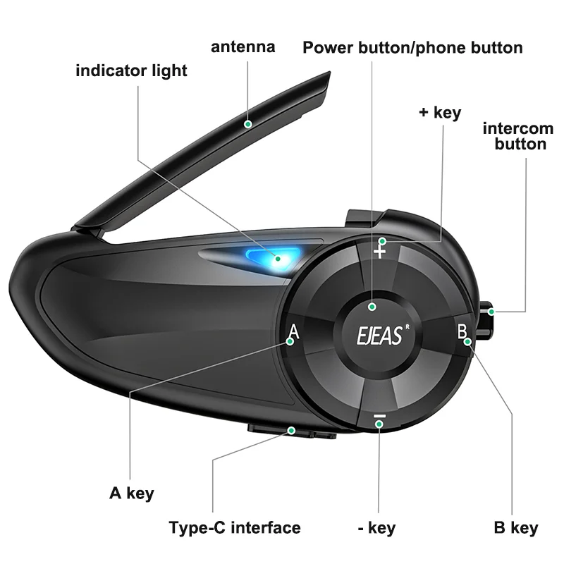 EJEAS Q7 800m Motorcycle Helmet Bluetooth-Compatible Intercom CVC Noise Canceling 7-Rider Walkie and Talkie-Cellmalls