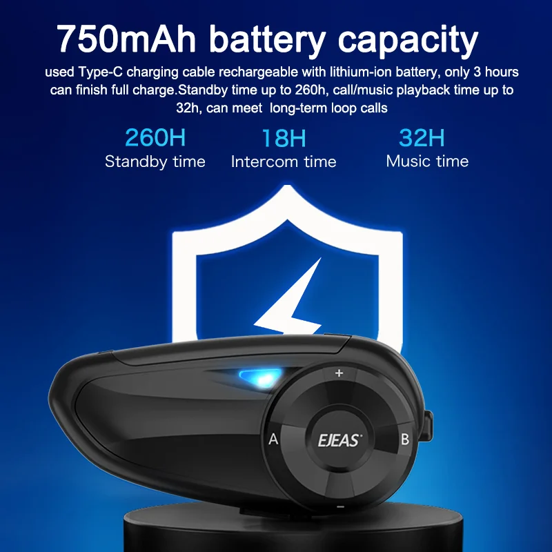 EJEAS Q7 800m Motorcycle Helmet Bluetooth-Compatible Intercom CVC Noise Canceling 7-Rider Walkie and Talkie-Cellmalls