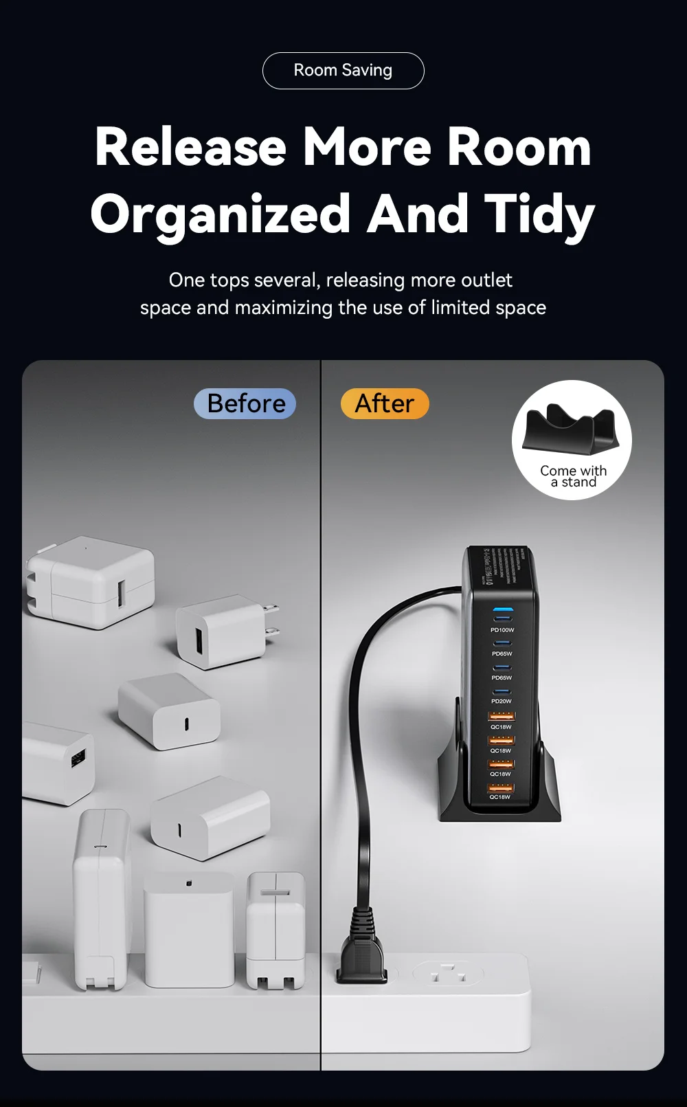 ESSAGER 320W GaN 4 USB + 4 Type-C Ports Desktop Charger - UK Plug-Cellmalls