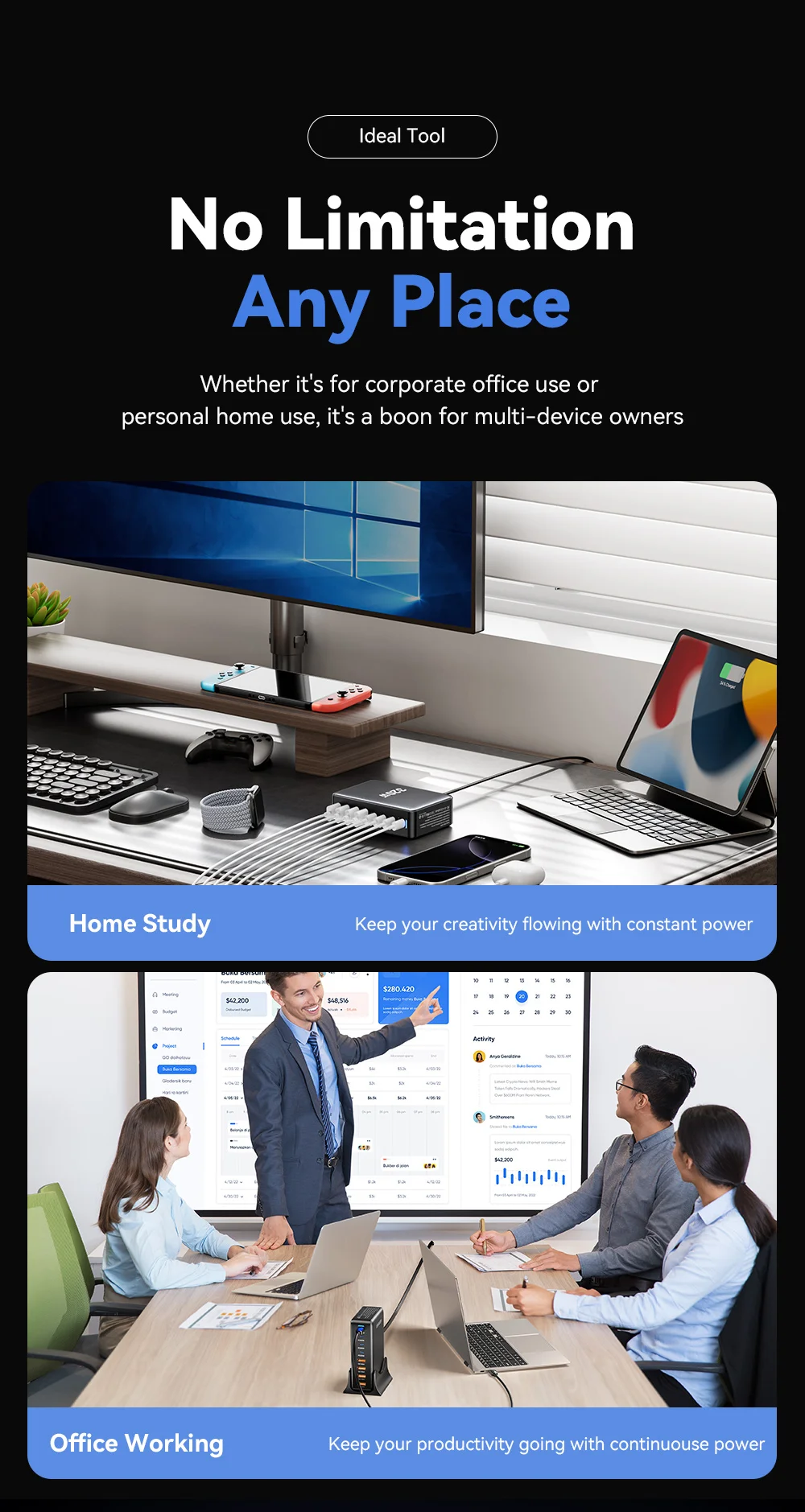 ESSAGER 320W GaN 4 USB + 4 Type-C Ports Desktop Charger - UK Plug-Cellmalls