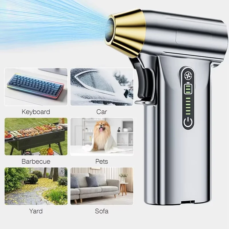 ST-8109 Portable Handheld Wireless Blower 3 Gears Adjustable High Power Car Home Dust Cleaner - Silver-Cellmalls