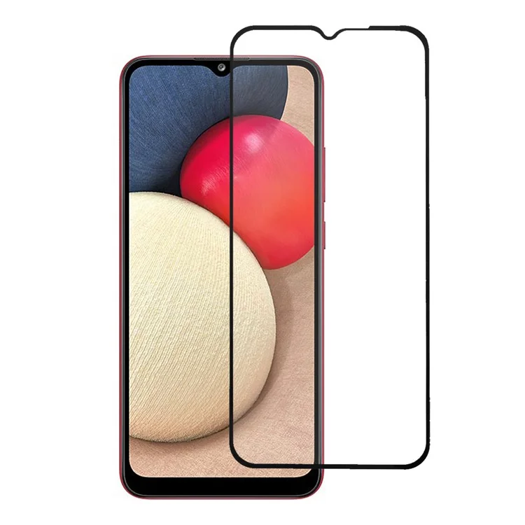 Silk Printing Tempered Glass Screen Protector [Full Coverage] [Full Glue] for Samsung Galaxy A02s (166.5x75.9x9.2mm)-Cellmalls