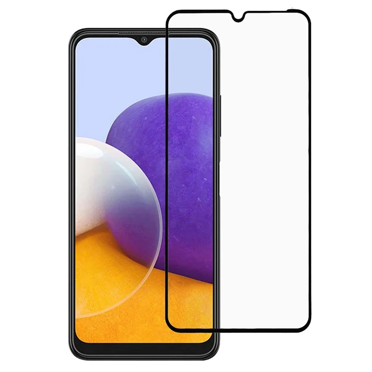 Complete Covering Silk Printing Tempered Glass Screen Protector Film [Full Glue] for Samsung Galaxy A22 4G (EU Version)-Cellmalls