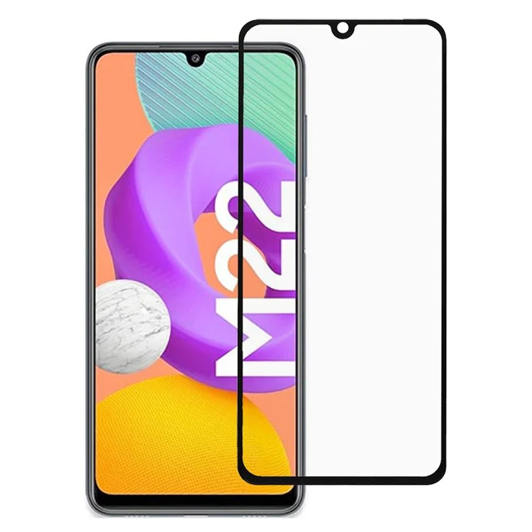 Anti-Explosion Full Glue Silk Printing Ultra Clear Full Covering Tempered Glass Protector for Samsung Galaxy M22-Cellmalls