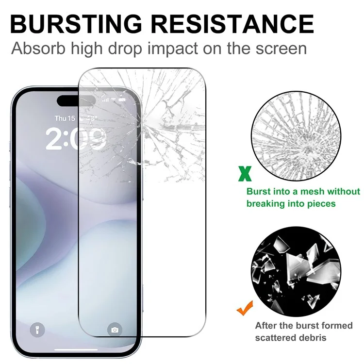 For iPhone 16 Screen Protector 2.5D Arc Edge HD Clear Tempered Glass Film-Cellmalls