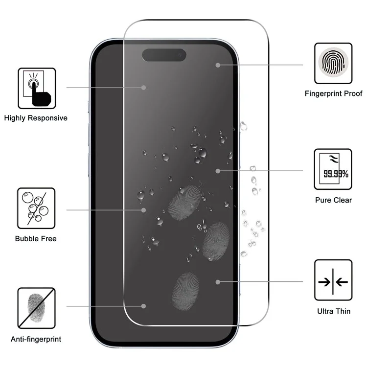 For iPhone 16 Plus Screen Protector 2.5D Arc Edge HD Clear Anti-Shatter Tempered Glass Film-Cellmalls
