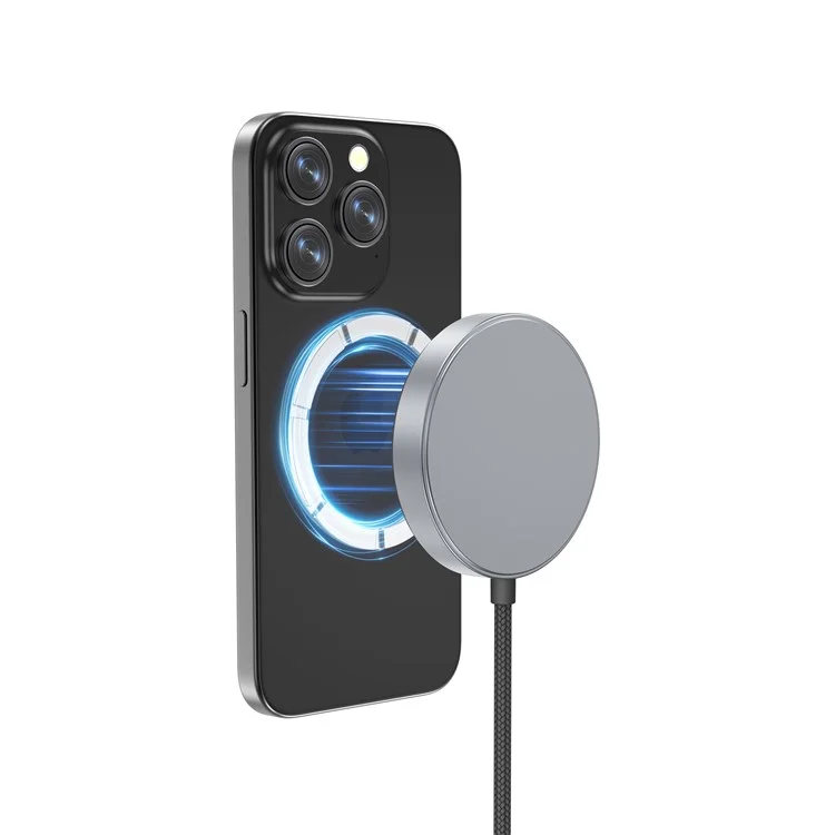 YF-M5C For iPhone 12-16 Series Qi2 Charging Pad Aluminum Alloy 15W Magnetic Wireless Charger - Black-Cellmalls