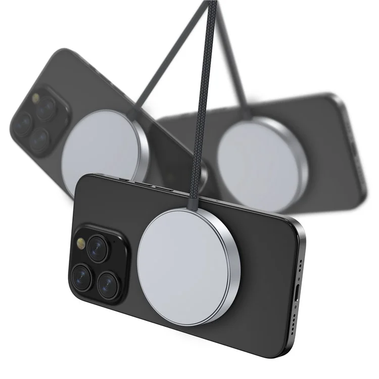 YF-M5C For iPhone 12-16 Series Qi2 Charging Pad Aluminum Alloy 15W Magnetic Wireless Charger - Black-Cellmalls