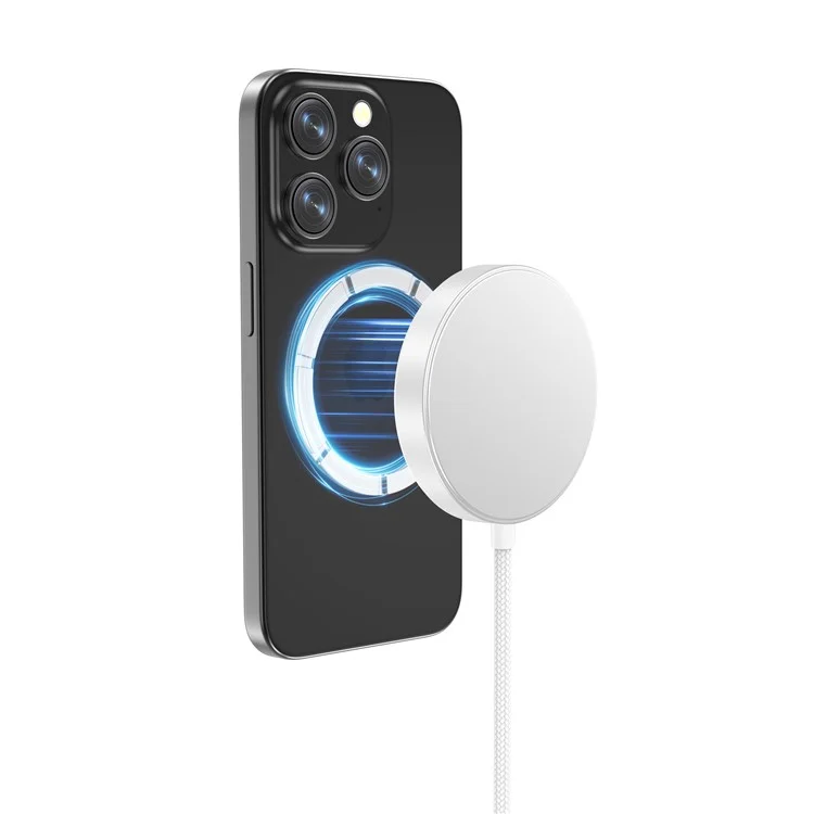 YF-M5C For iPhone 12-16 Series Qi2 Charging Pad Aluminum Alloy 15W Magnetic Wireless Charger - White-Cellmalls