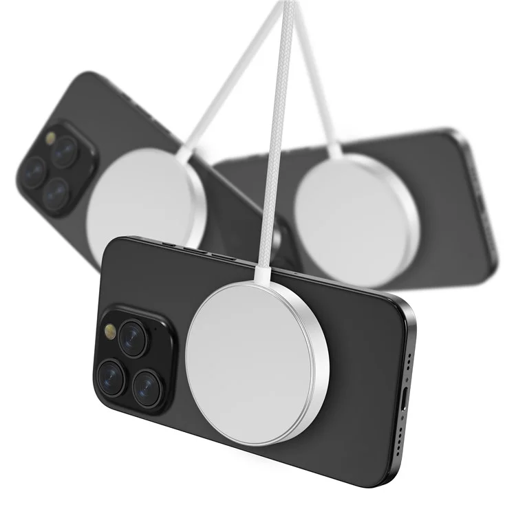 YF-M5C For iPhone 12-16 Series Qi2 Charging Pad Aluminum Alloy 15W Magnetic Wireless Charger - White-Cellmalls