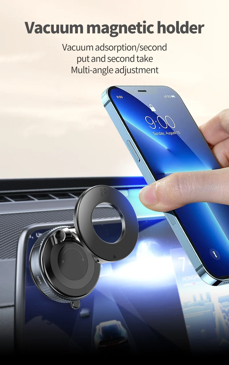 K007 360 Degree Rotation Car Suction Cup Base Magnetic Mount Phone Holder Dashboard Stand - White-Cellmalls
