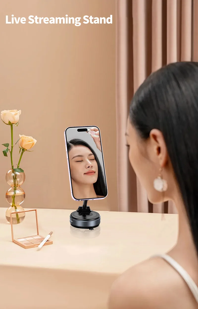 K007 360 Degree Rotation Car Suction Cup Base Magnetic Mount Phone Holder Dashboard Stand - White-Cellmalls