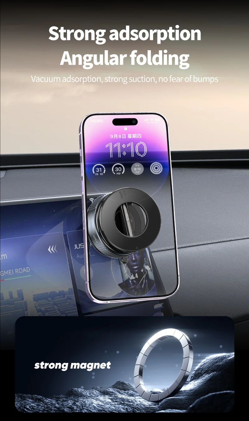K007 360 Degree Rotation Car Suction Cup Base Magnetic Mount Phone Holder Dashboard Stand - White-Cellmalls