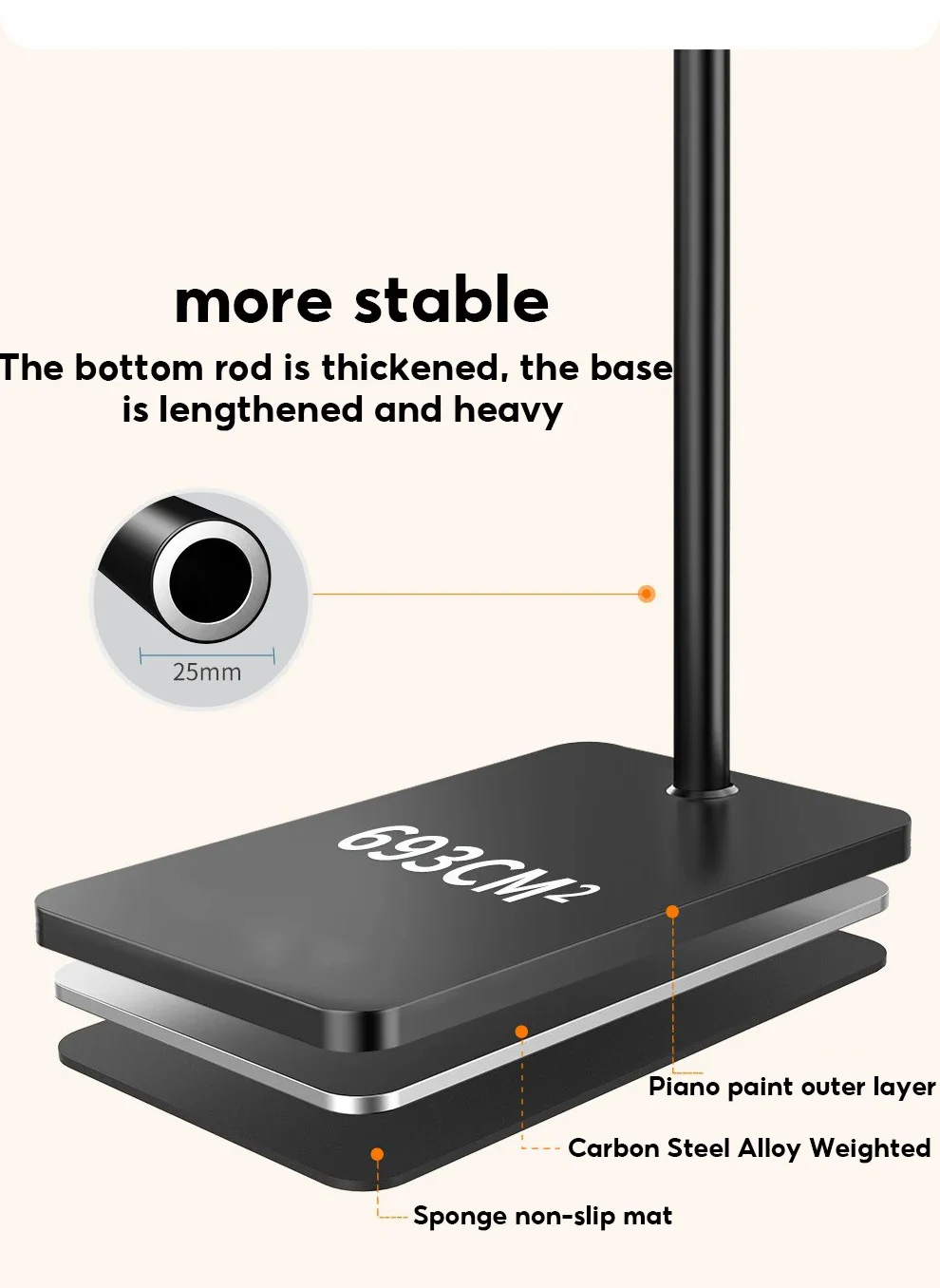 JOPREE L10PRO 1.6m Tablet Floor Stand with Desktop Clip Telescopic for iPhone 16 / 16 Plus / 16 Pro / 16 Pro Max 4 - 13inch Devices - White-Cellmalls