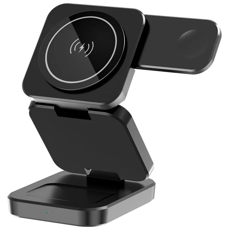 A390 3-in-1 15W Fast Charging Magnetic Wireless Charger Folding Bracket Compatible with iPhone  /  Apple Watch  /  Airpods - Black-Cellmalls