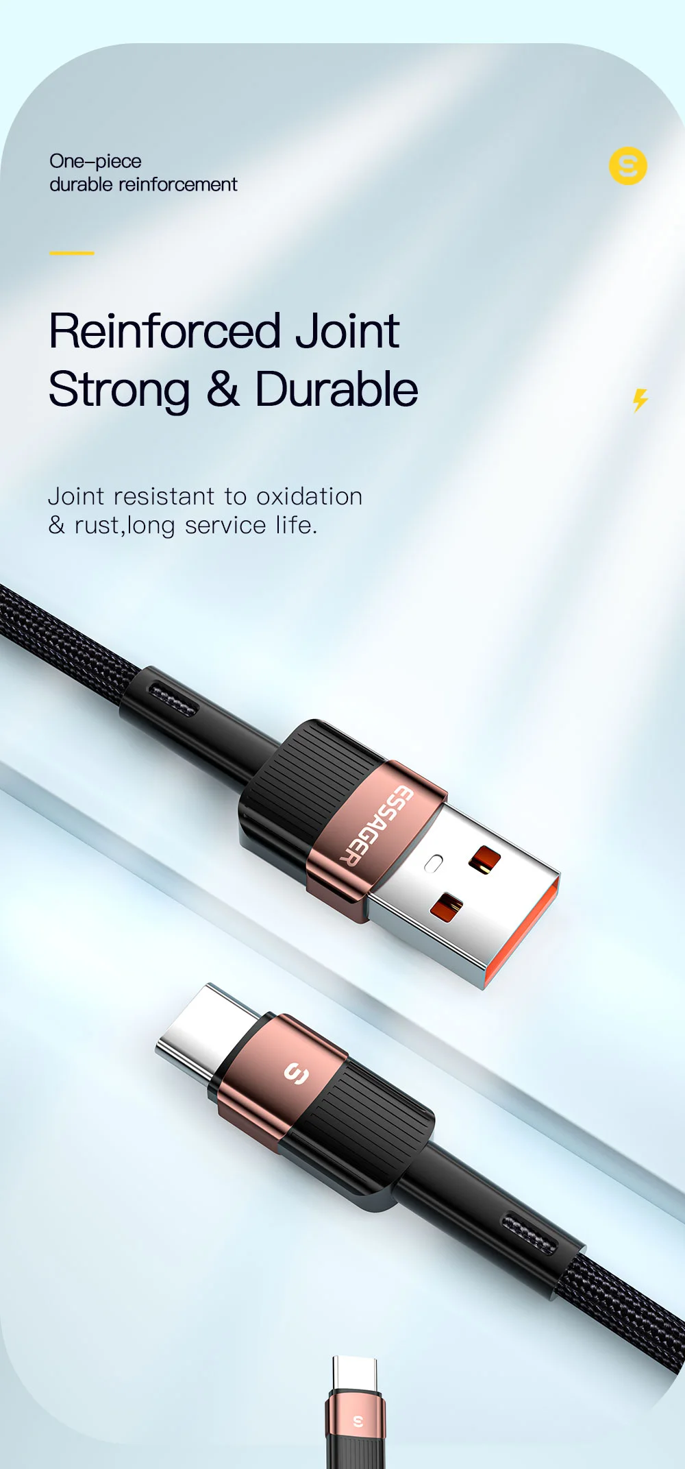 ESSAGER 1m 6A Fast Charging USB to Type C Charge Cord 480Mbps Transmission Cable - Blue-Cellmalls