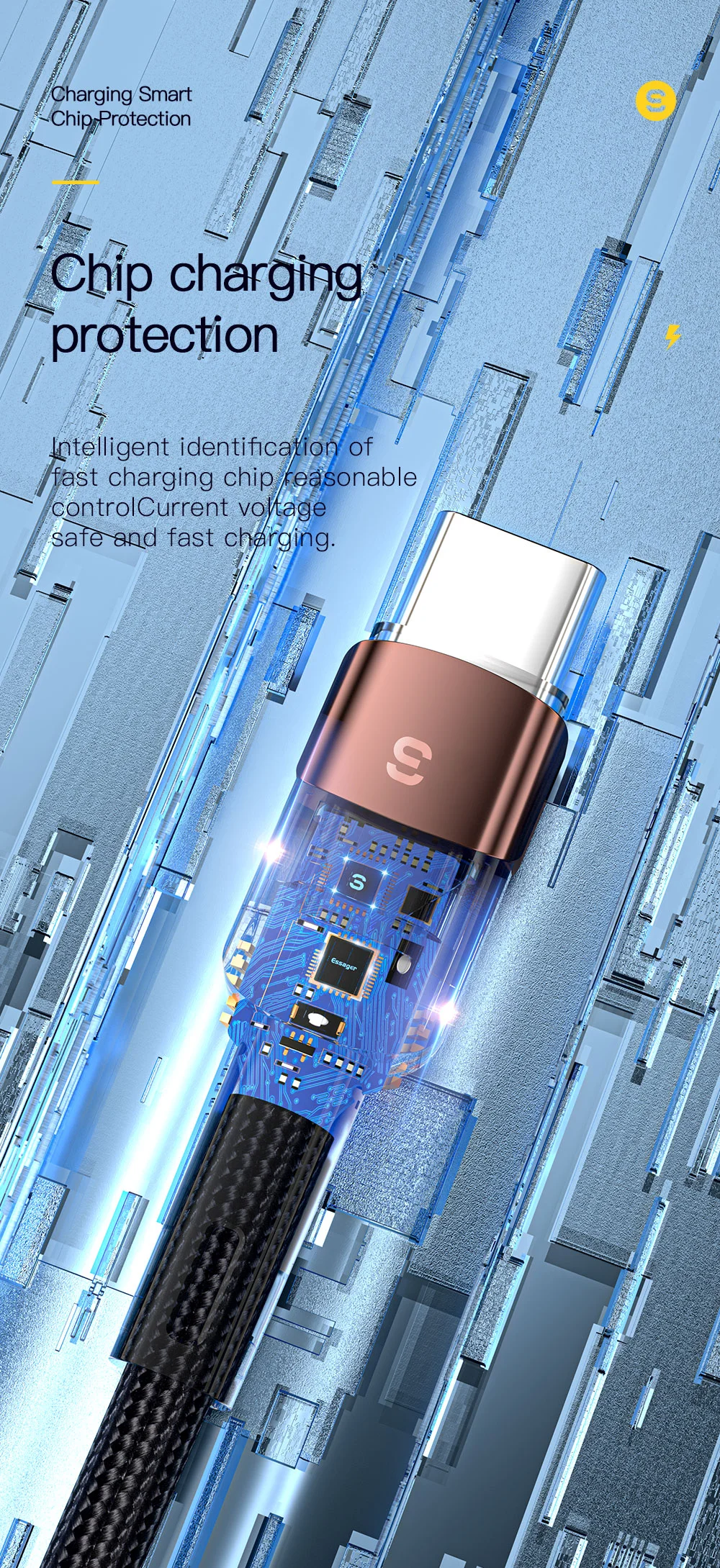 ESSAGER 1m 6A Fast Charging USB to Type C Charge Cord 480Mbps Transmission Cable - Blue-Cellmalls
