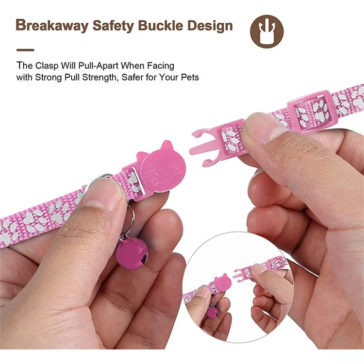 For AirTag Silicone Case Paw Pattern Reflective Pet Collar GPS Tracker Protective Cover with Bell, with Front Back Film Set - Pink-Cellmalls