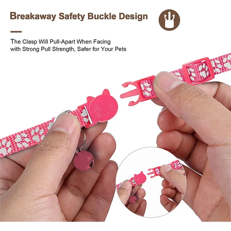 For AirTag Silicone Case Paw Pattern Reflective Pet Collar GPS Tracker Protective Cover with Bell, with Front Back Film Set - Rose-Cellmalls